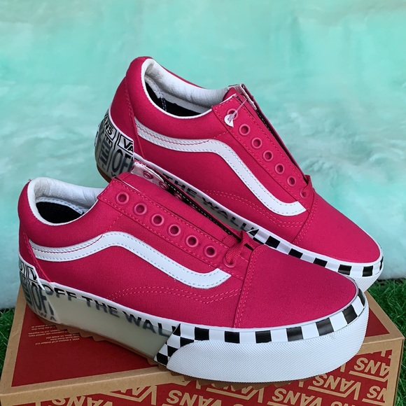 VANS OLD SKOOL STACKED LOGO STACK CABARET/TRWHT WM - Picture 4 of 13